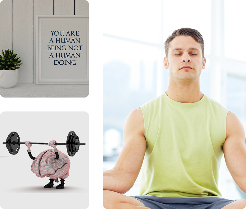 A group of individuals participating in evidence-based mindfulness training, practicing meditation and present-moment awareness together.