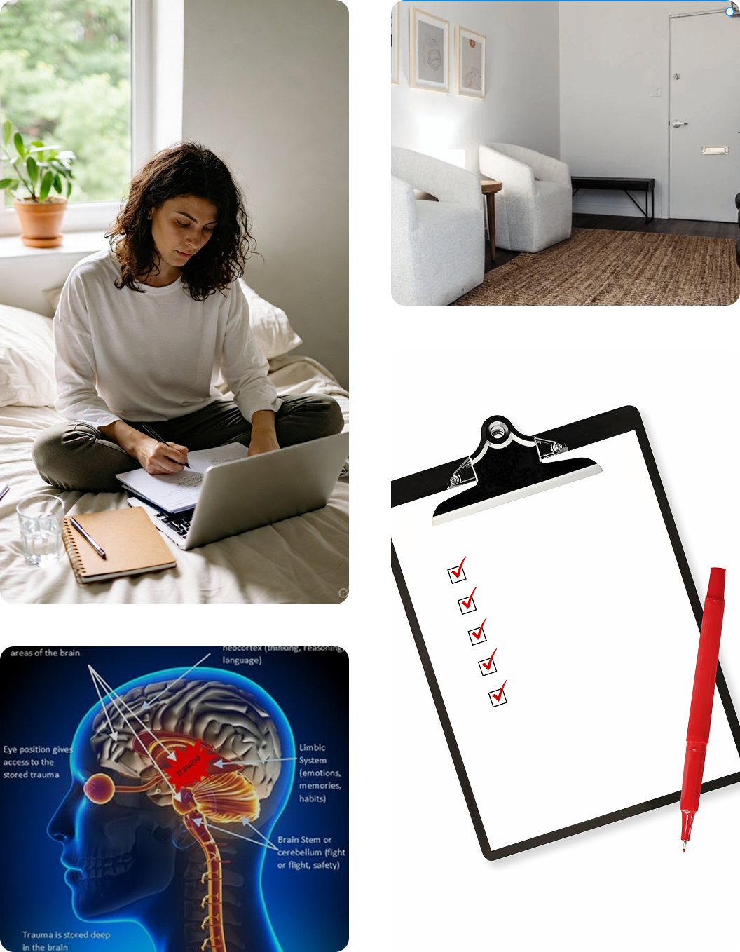 A client engaging in a Cognitive Behavioural Therapy (CBT) session with a therapist, learning to understand and change thoughts, emotions, and behaviors.