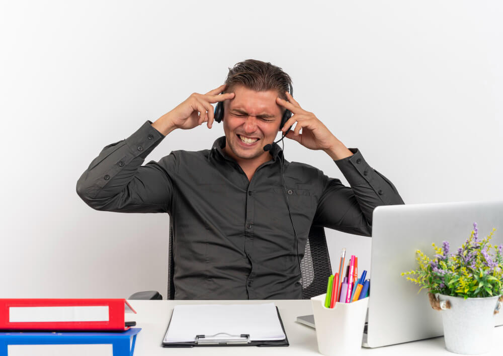 High-functioning adult experiencing burnout and mental exhaustion while working